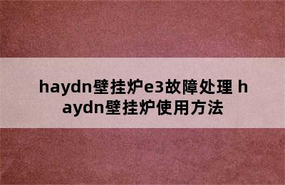 haydn壁挂炉e3故障处理 haydn壁挂炉使用方法